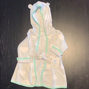 Cloud Island Grey and Mint Cloud Bath Robe 6-9m